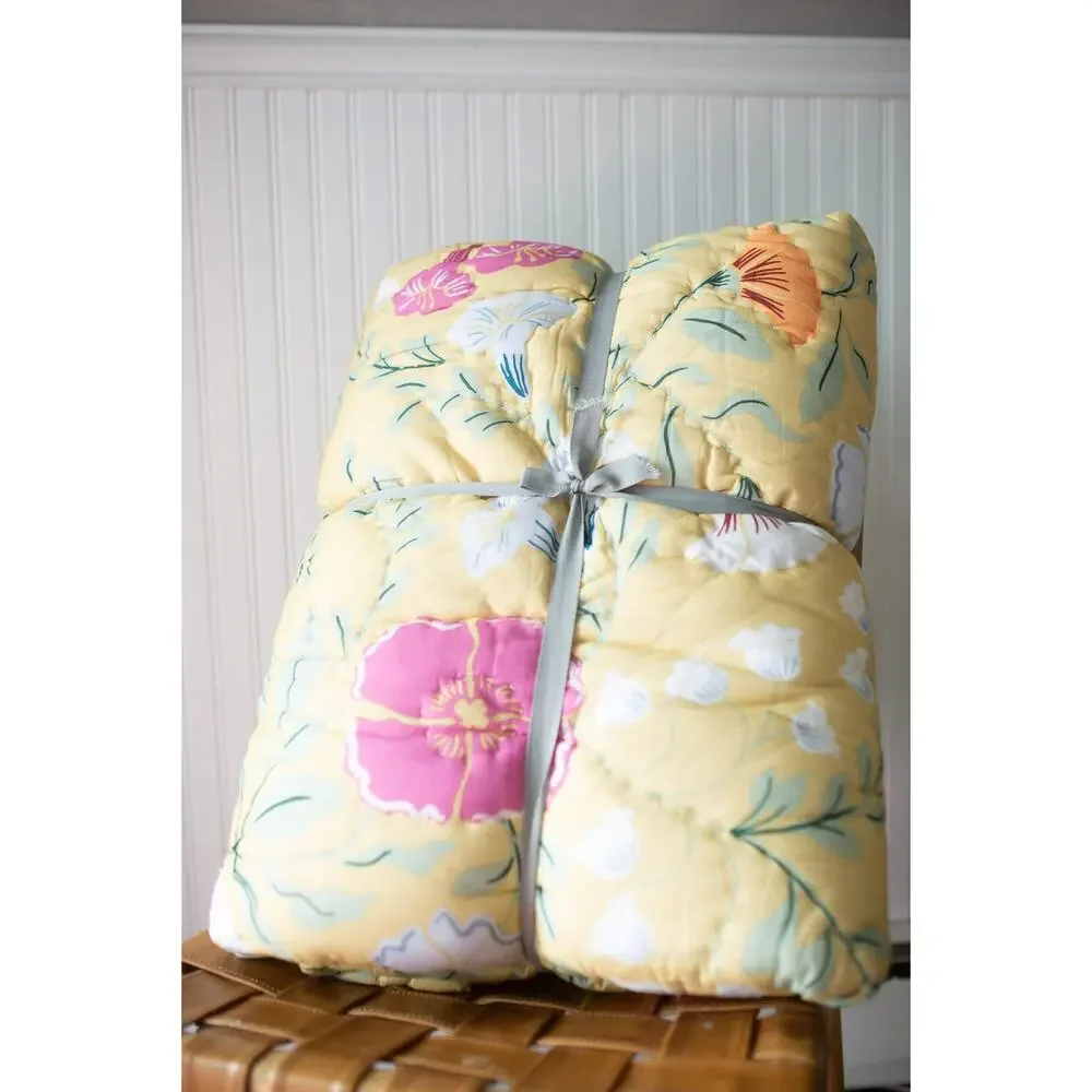 Anthropologie Cotton Voile Printed Quilt Collection King NEW